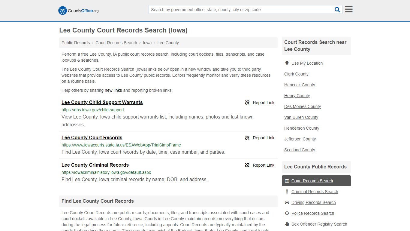 Lee County Court Records Search (Iowa) - County Office