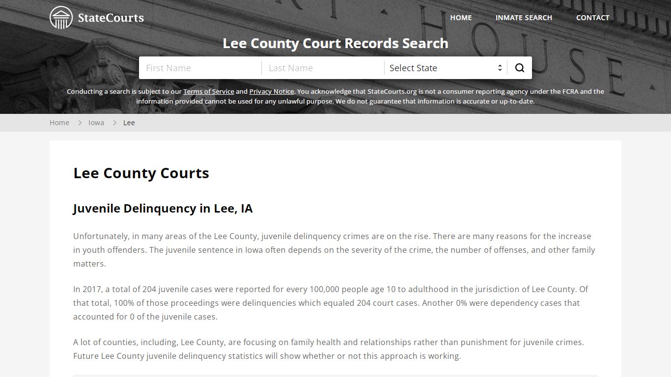 Lee County, IA Courts - Records & Cases - StateCourts