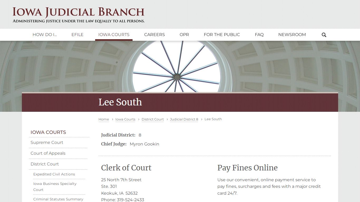 Lee South | Judicial District 8 | Iowa Judicial Branch